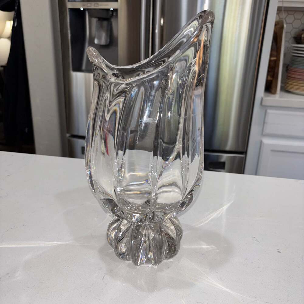 Vintage Heavy Hand Blown Molded Lead Crystal Vase
